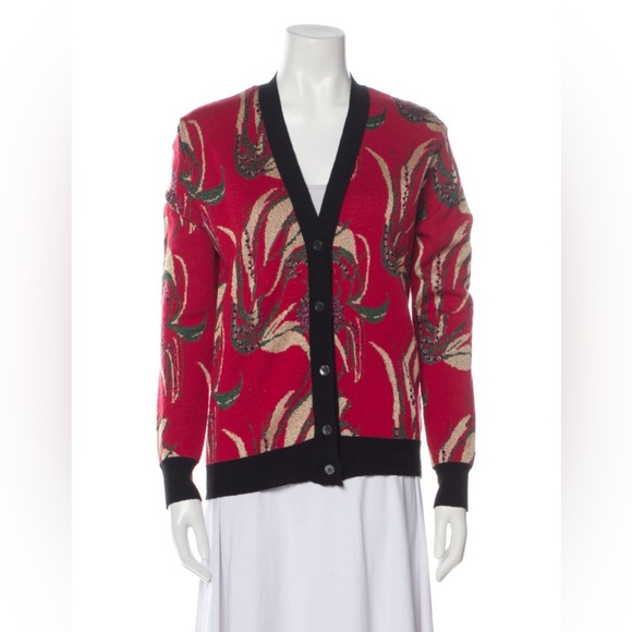 NWT La DoubleJ Printed Plunge Neckline Sweater w/ Tags Sz M - Picture 2 of 4